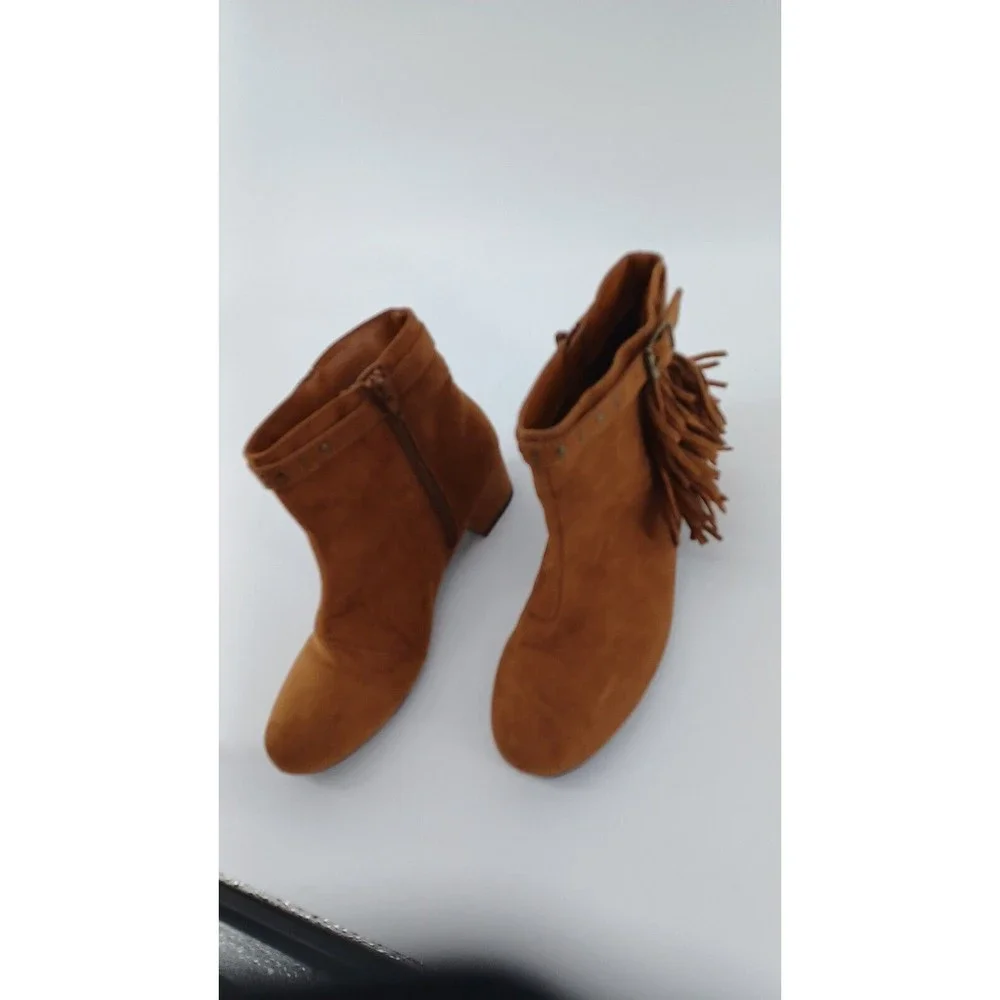 Children place Girls Boots Tan Fringe Gold Studded Size 5